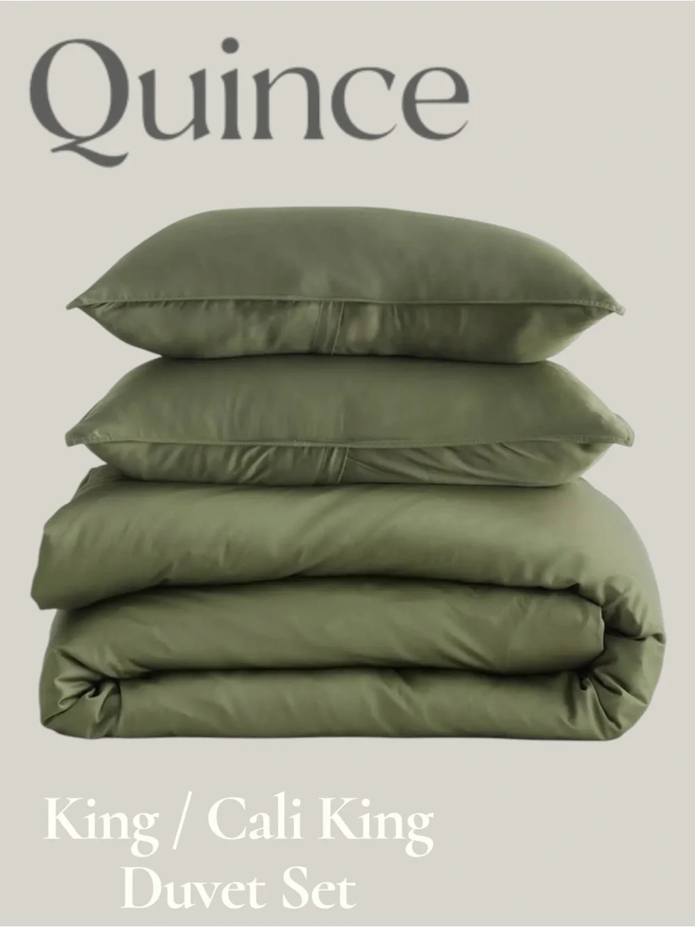 NWOT Quince Bamboo Duvet Cover Set King/ Cali King Olive